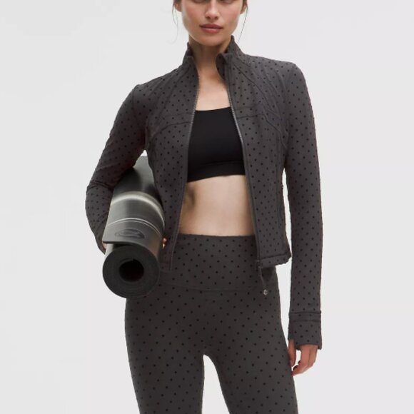 Define Cropped Jacket Nulu Flocked Polka Flock Black - Picture 2 of 3